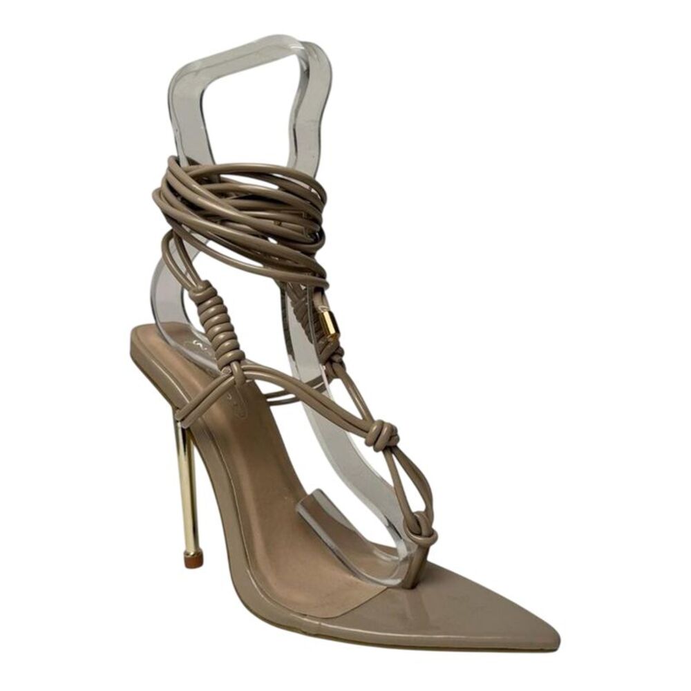 No Doubt Womens/Ladies Leather Stiletto Heel Sandals / Nude